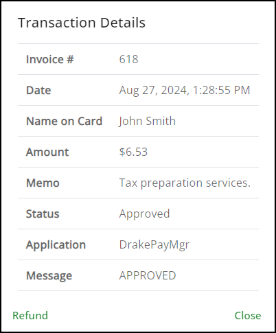 Image showing the transaction details window.